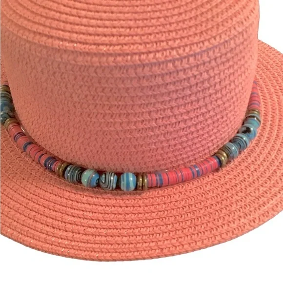 Pink Beaded Sun Beach Hat - Picture 2 of 4